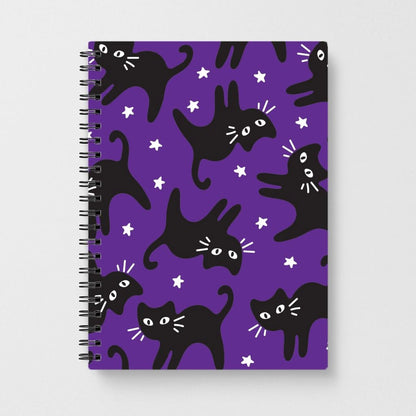 Cartoon Black Cats And Stars Pattern Notebook