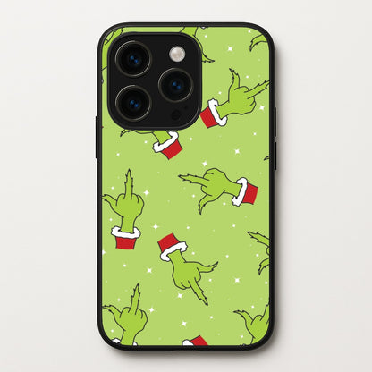 Green Middle Finger Christmas Pattern iPhone 14 Pro Case