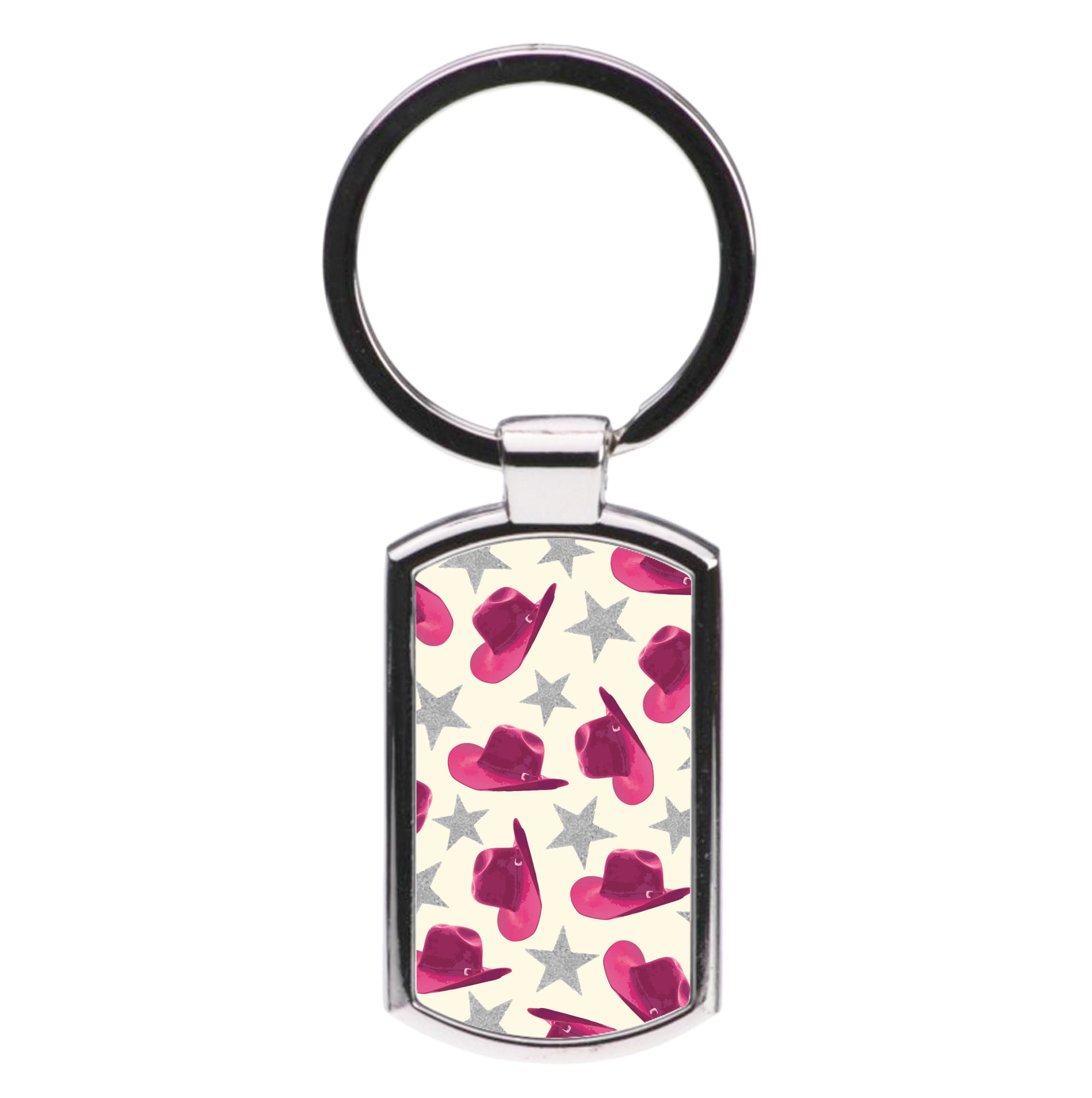 Pink Cowboy Hats And Stars Pattern Luxury Keyring
