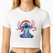 Cute Blue Alien Candycane Crop top 2