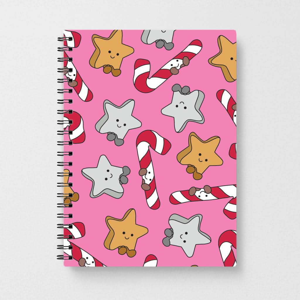 Pink Christmas Plushies Pattern Notebook