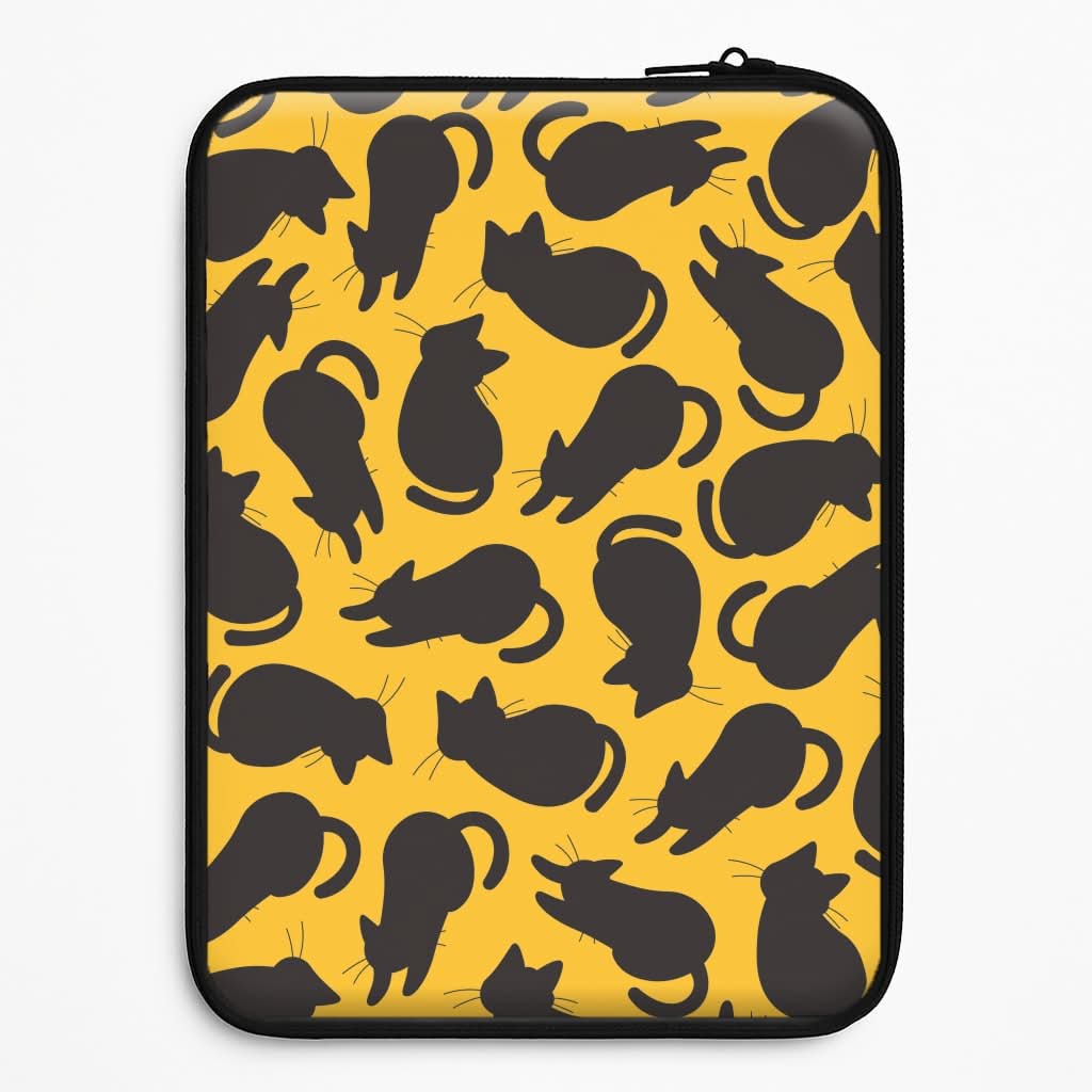 Black Cat Silhouettes Pattern Laptop Sleeve