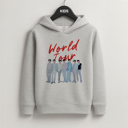 K-Pop Band Pastel Tour Grey Kids Hoodie