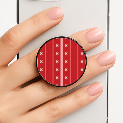 Stripes And Stitches Red Christmas Pattern Phone Grip