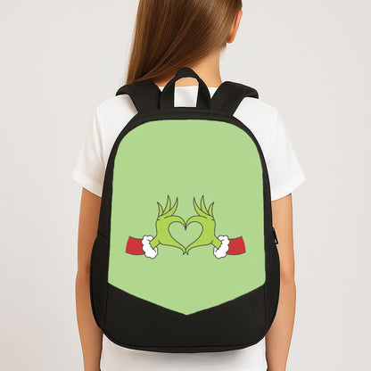 Christmas Green Heart School Bag