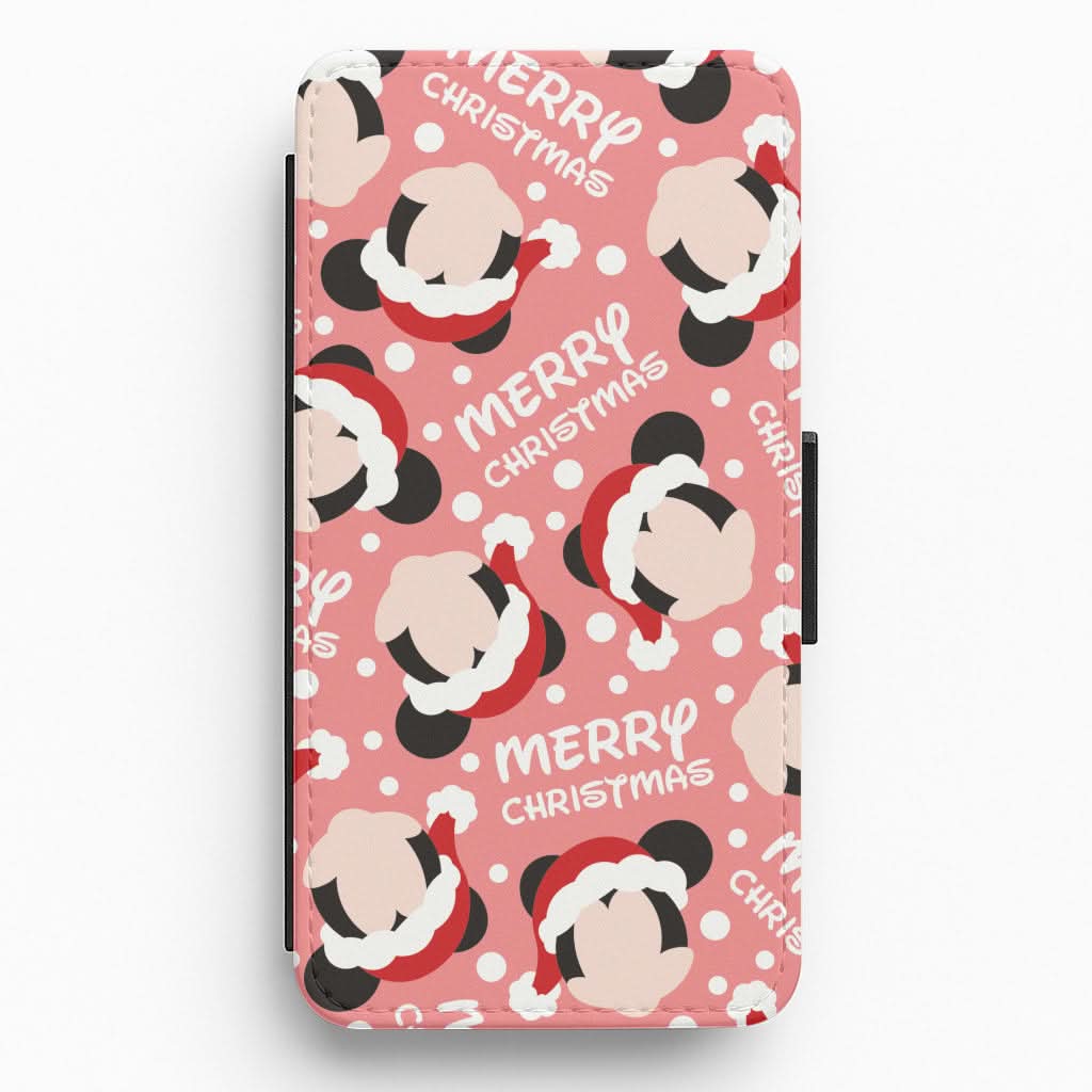 Merry Christmas Cartoon Mouse Pattern Flip / Wallet Phone Case