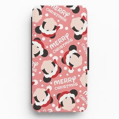 Merry Christmas Cartoon Mouse Pattern Flip / Wallet Phone Case