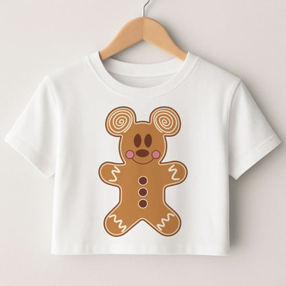 Cartoon Mouse Gingerbread Crop Top
