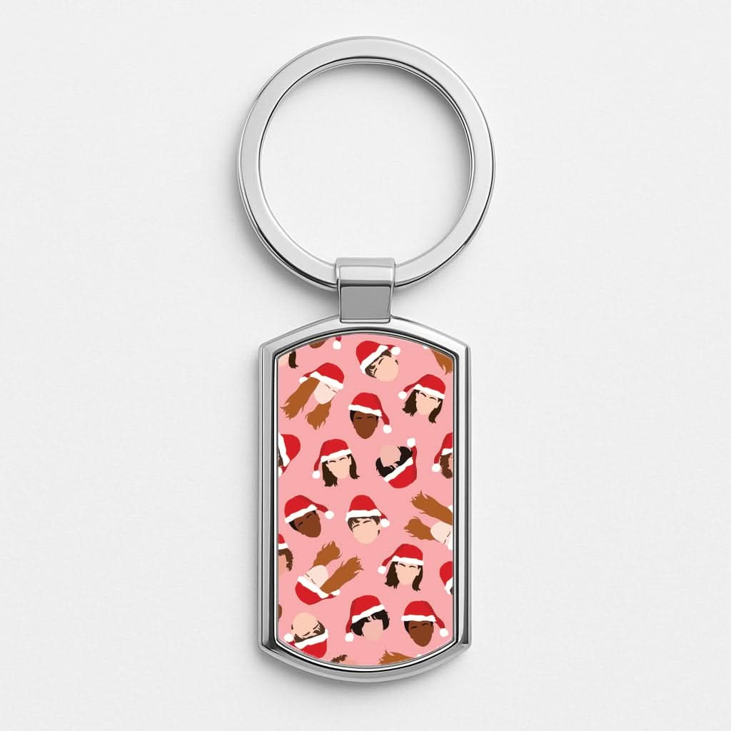 Christmas Stranger Crew Pattern Silver Metal Keyring