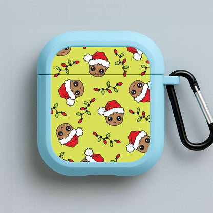 Christmas Tree Hero Pattern Blue AirPods Case