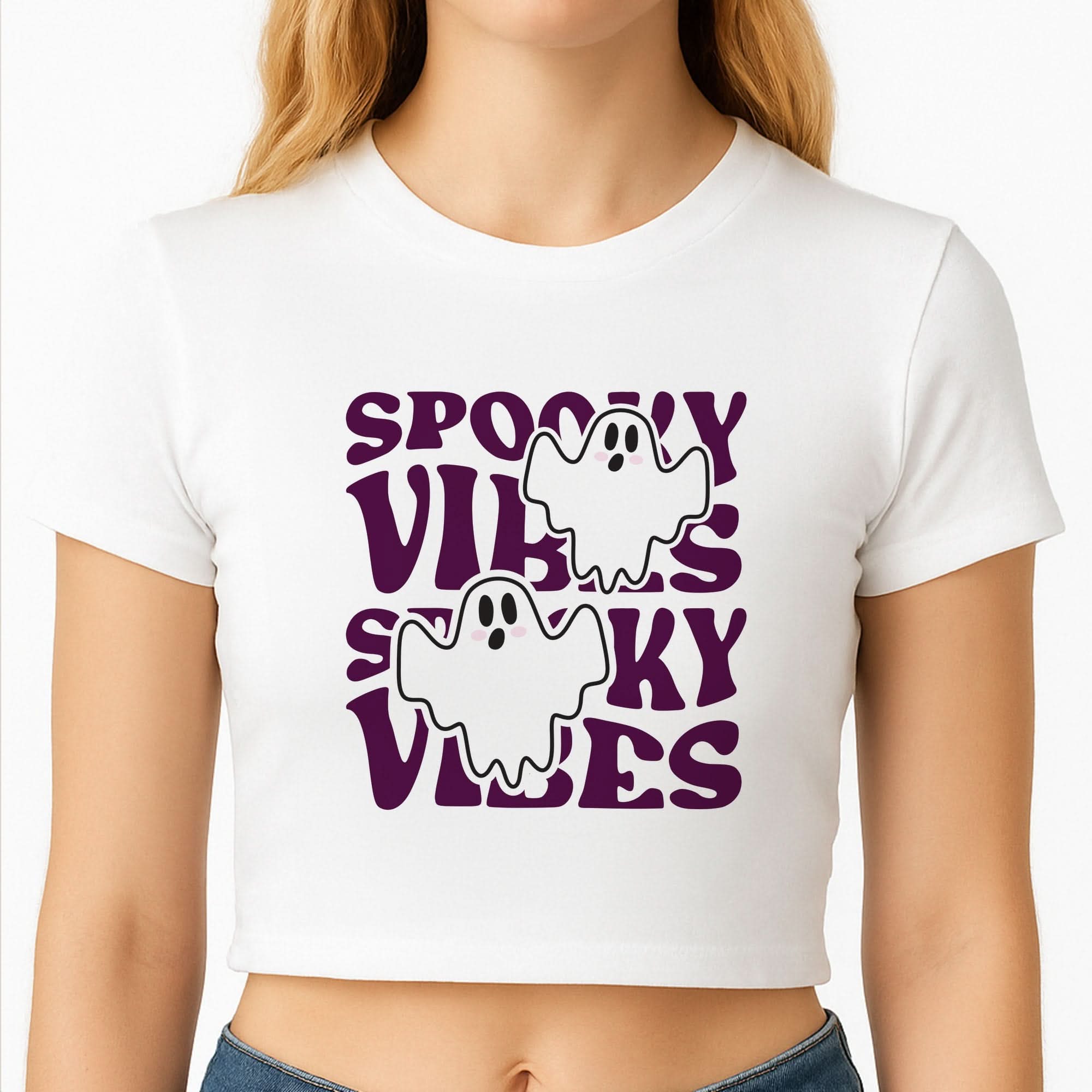 Spooky Vibes Pink Crop Top