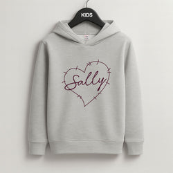 Stitched Heart Sally Grey Kids Hoodie