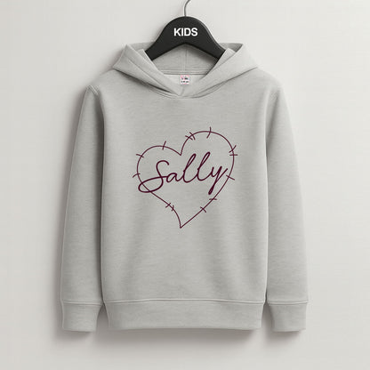 Stitched Heart Sally Grey Kids Hoodie