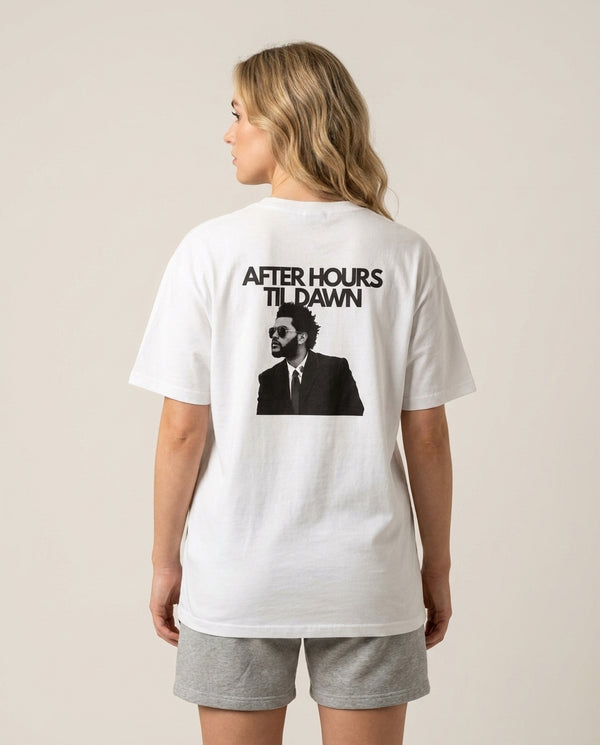 AHTD Singer T-Shirt — White Back, worn