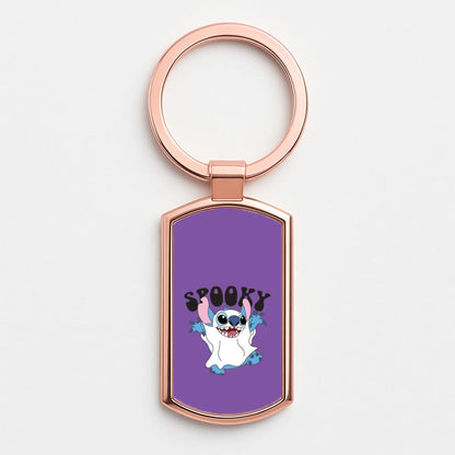 Spooky Cute Blue Alien Rose Gold Keyring