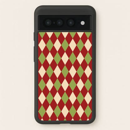 Red And Green Argyle Christmas Pattern Google Pixel 7 Pro Case