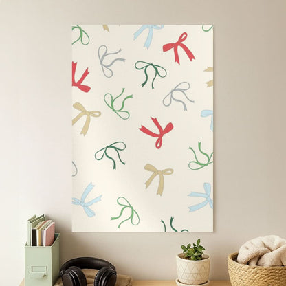 Coquette Christmas Bows Pattern Poster