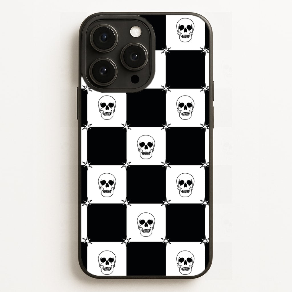 Checkered Skulls Pattern iPhone 16 Pro Case