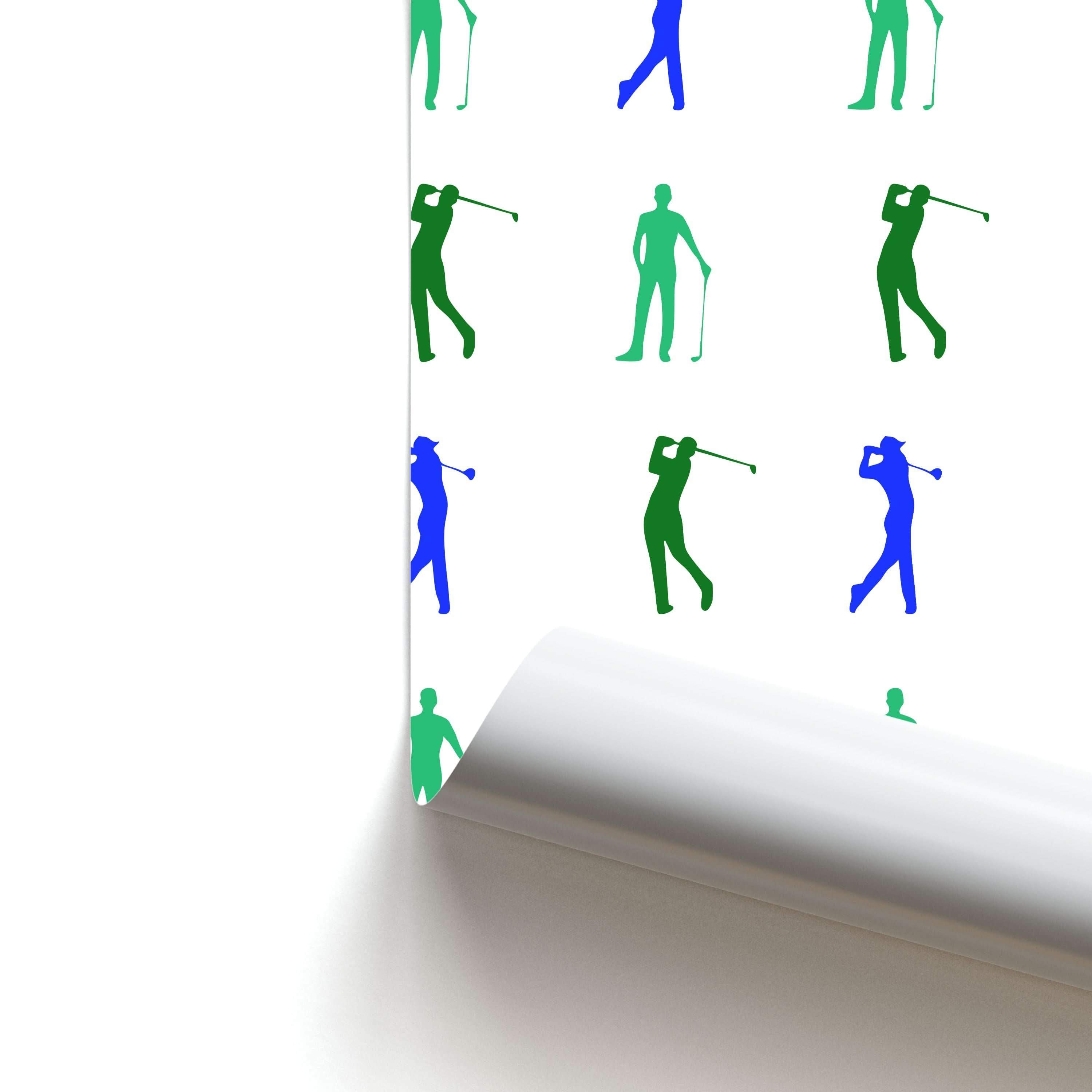 Golfer Silhouettes Pattern Poster