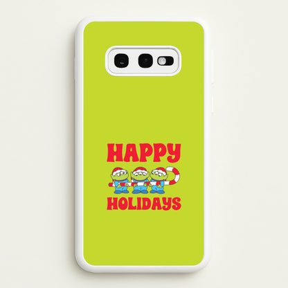 Happy Holidays Cute Green Aliens Galaxy S10e Case