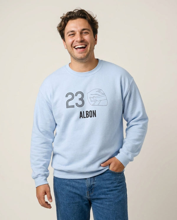 Albon Helmet 2026 Sweatshirt — Blue Front, worn