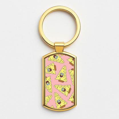 Christmas Tree Cartoon Sponge Pattern Gold Keyring