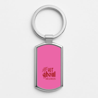 Hot Ghoul Halloween Silver Metal Keyring