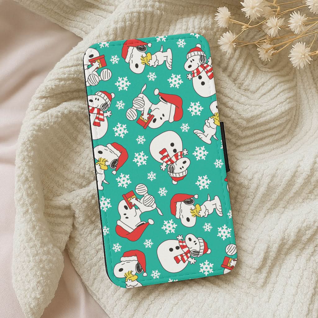 Christmas Cartoon Beagle Pattern Leather Phone Case