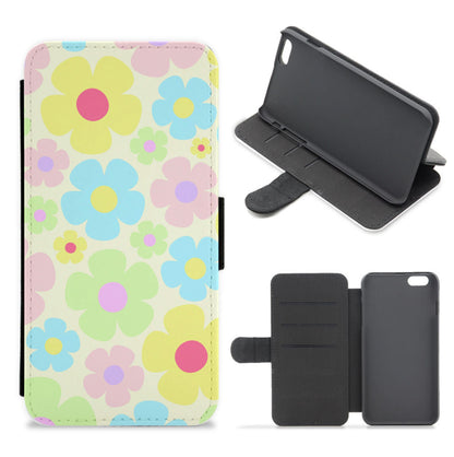 Rainbow Flowers Pattern Flip / Wallet Phone Case