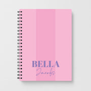 Pink Stripe Personalised Name Notebook 1