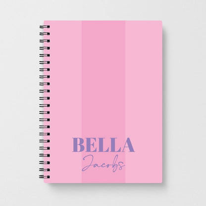 Pink Stripe Personalised Name Notebook