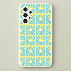 Square Abstract Flowers Blue Galaxy A13 Case