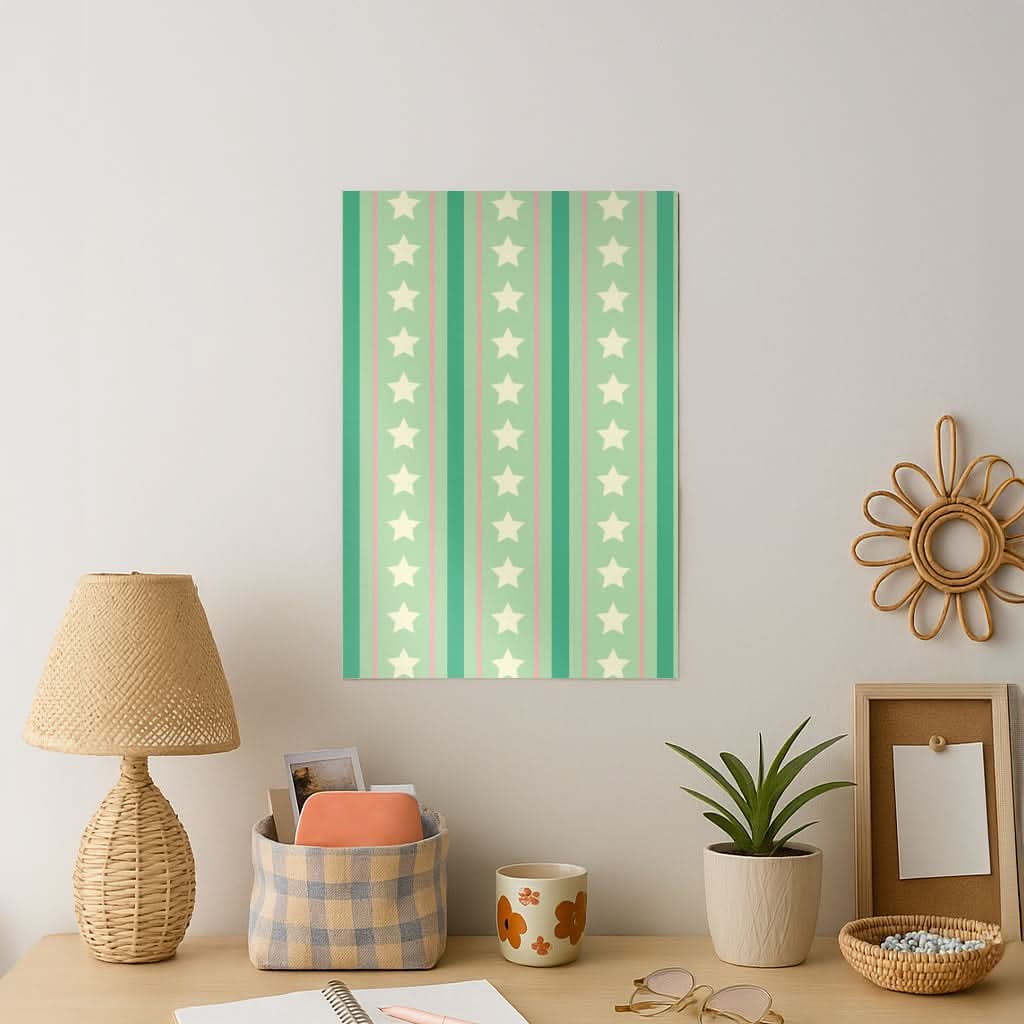 Stars And Stripes Christmas Pattern Art Print