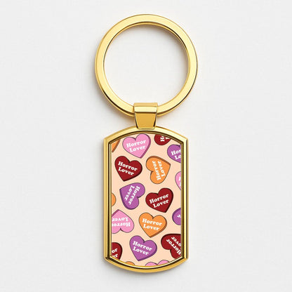 Horror Lover Hearts Pattern Gold Keyring