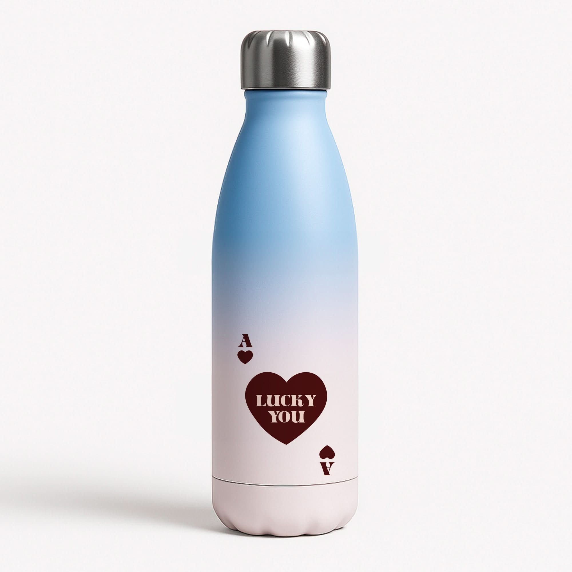 Ace Of Hearts Lucky You Blue Water Bottle
