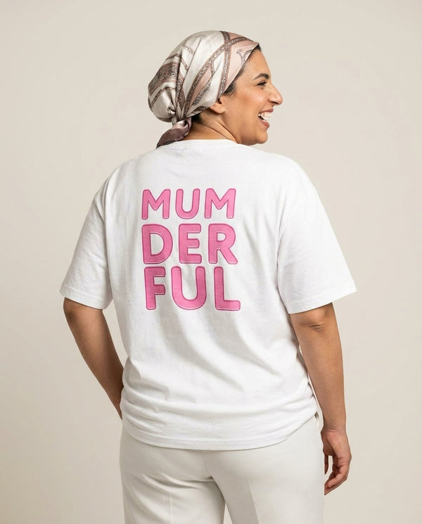 Mumderful T-Shirt — White Back, worn