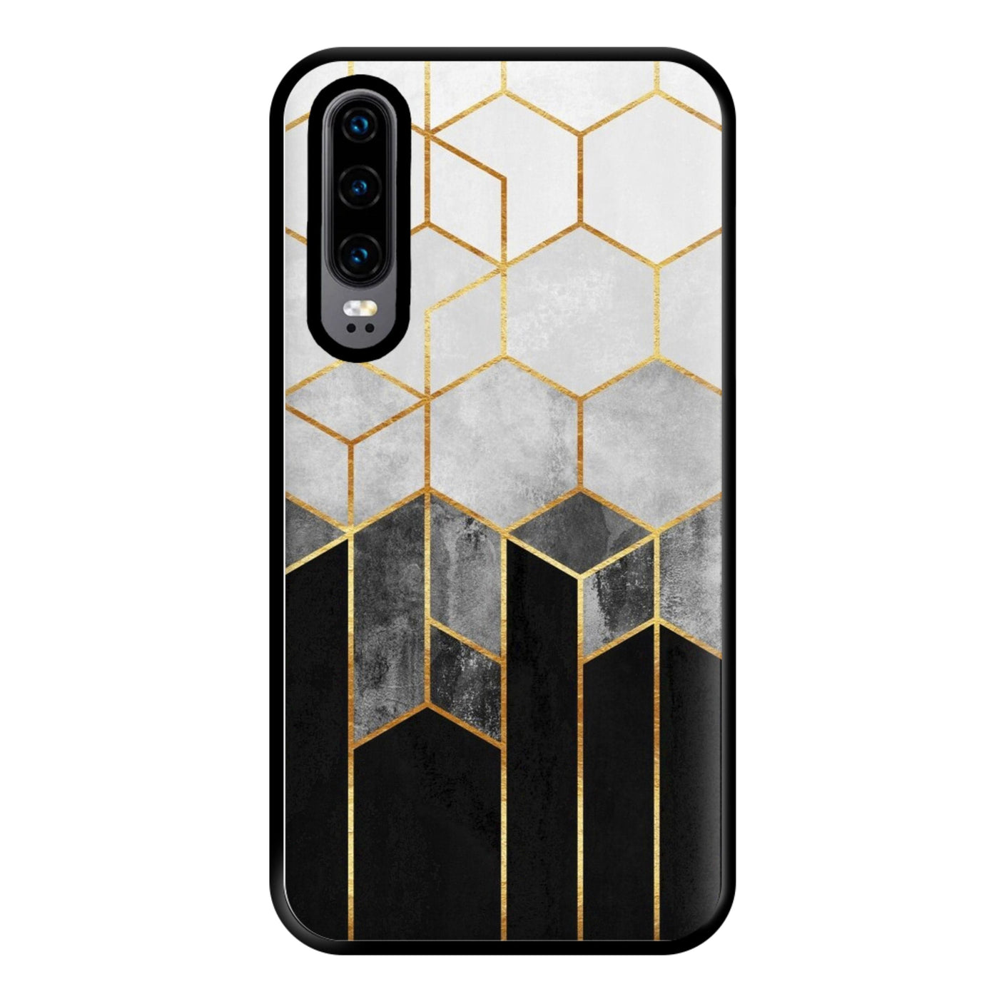 Black White & Gold Honeycomb Pattern Phone Case