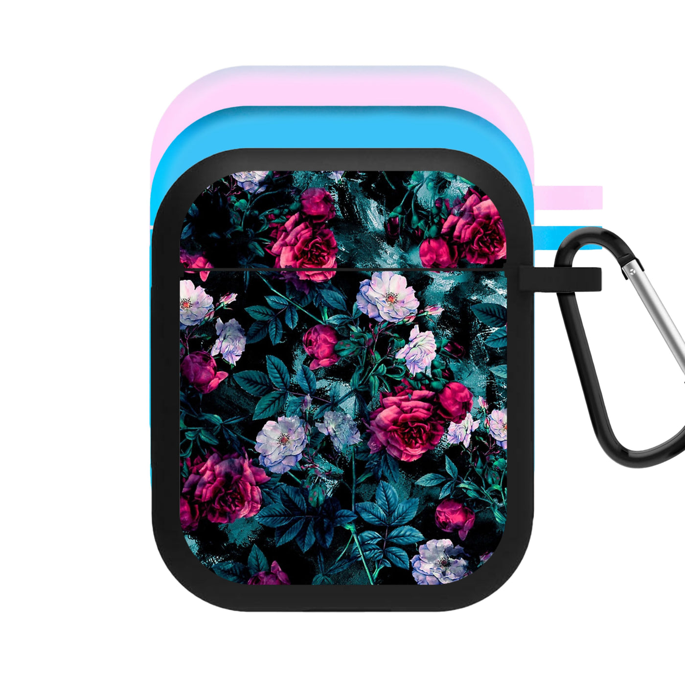 Black Floral Pattern AirPods Case