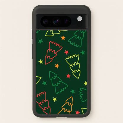 Colourful Christmas Tree Outlines Pattern Google Pixel 8 Pro Case