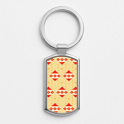 Abstract Christmas Baubles Pattern Silver Metal Keyring