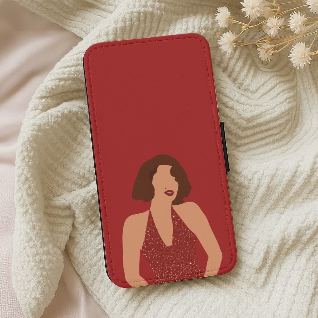 Red Sparkly Dress Leather Phone Case