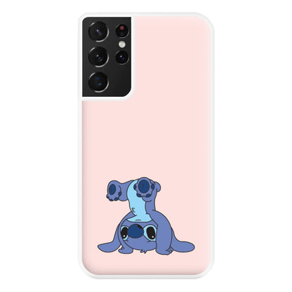 Cute Blue Alien Handstand Galaxy S21 Ultra Case