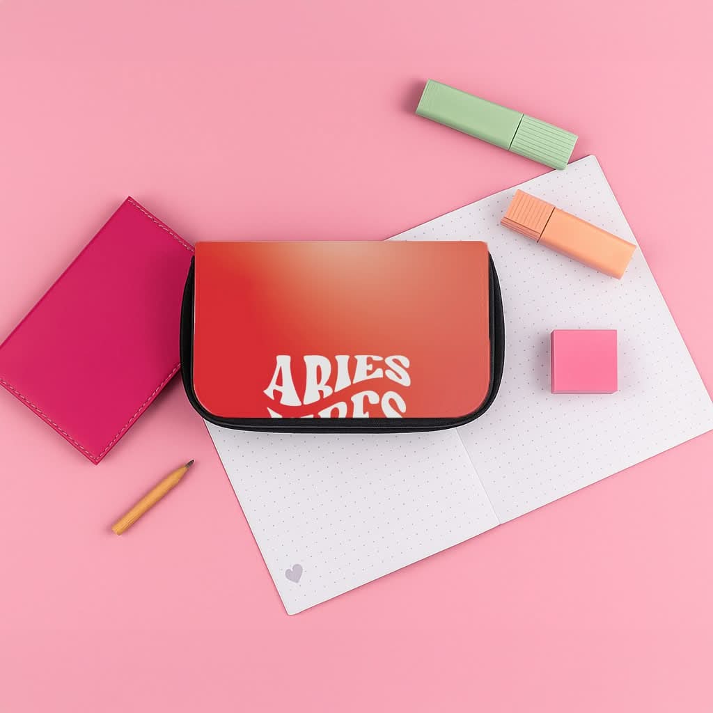 Aries Vibes Gradient Zodiac Pencil Case