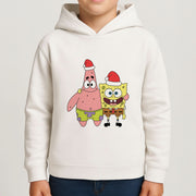 Cartoon Sponge And Starfish Christmas Hats Kids Hoodie 4