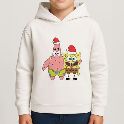 Cartoon Sponge And Starfish Christmas Hats Boys Hoodie