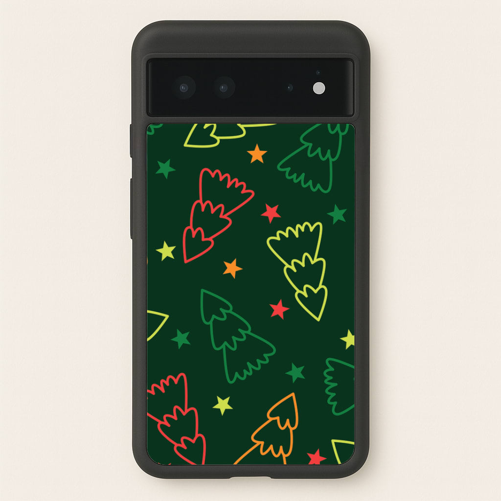 Colourful Christmas Tree Outlines Pattern Google Pixel 6 Case