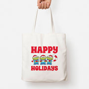 Happy Holidays Cute Green Aliens Tote Bag 1
