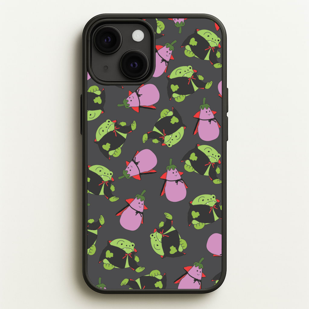 Vampire Frogs And Vegetables Pattern - Halloween iPhone 13 Case