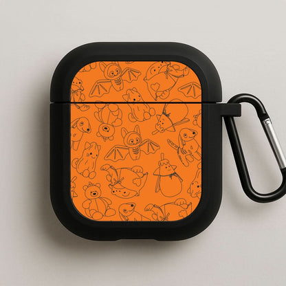 Halloween Plushies Pattern I - Halloween Black AirPods Case