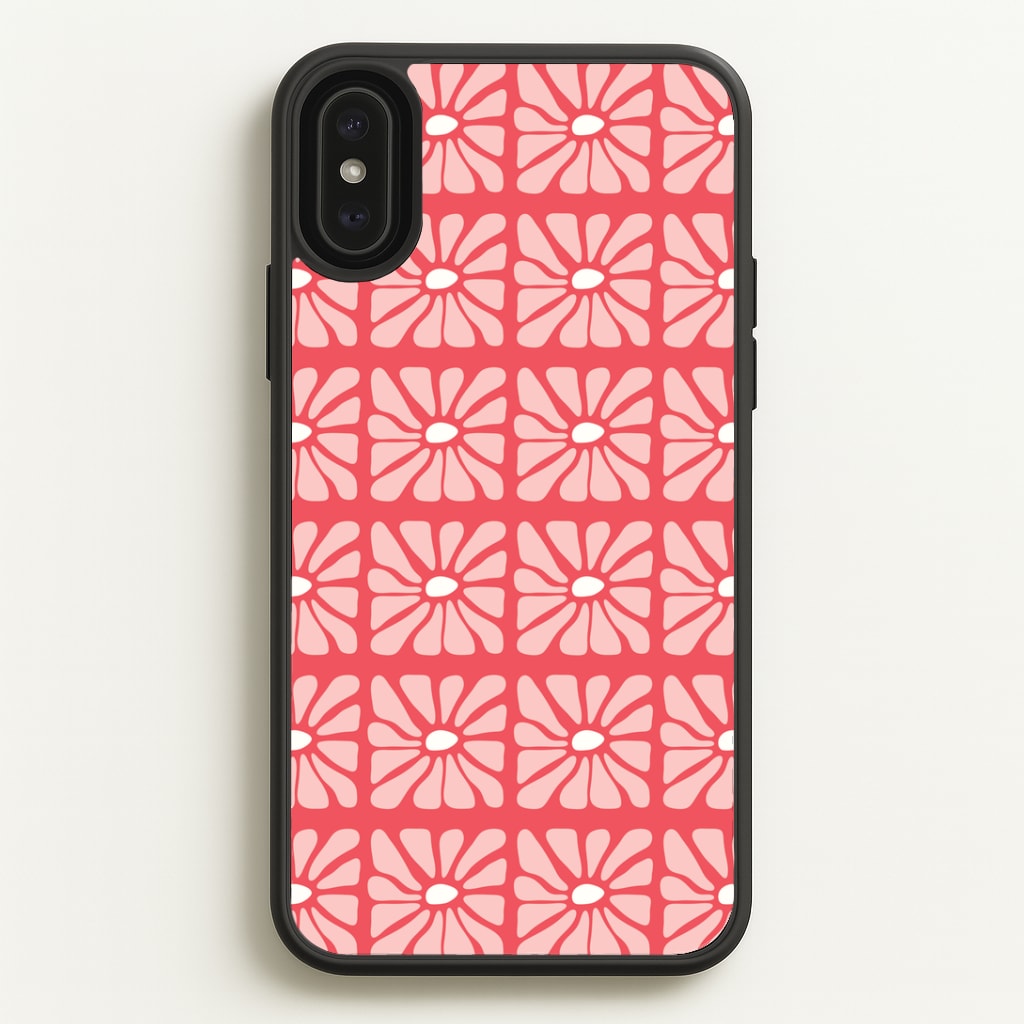Square Abstract Flowers Pink iPhone XS Max Case